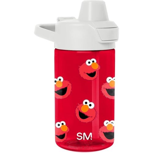 Simple Modern Kids Tritan Plastic Summit Water Bottle | Sesame Street 12 oz BPA-Free Cup with Covered Leak Proof Straw Lid for Girls, Boys, Toddlers | Elmo Says!
