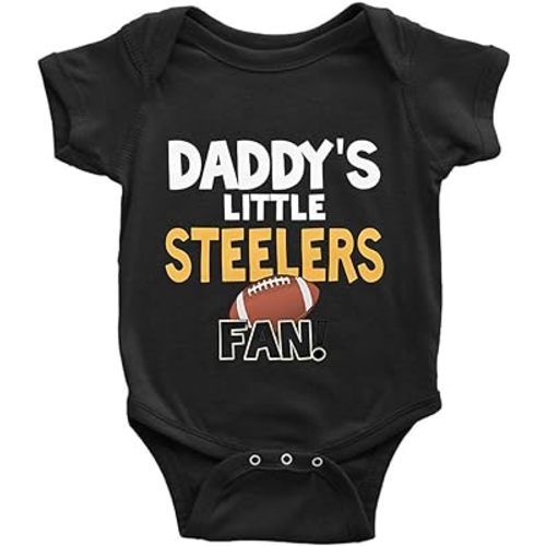 Baby Boy Girl Bodysuit Daddy's Little Steelers Fan Black Short Sleeve Newborn Organic Bodysuit