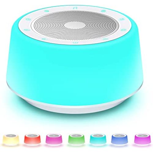 BGOVERSS White Noise Machine with 30 Soothing Sounds and 7 Colors Warm Night Light for Sleeping, 5 Timers Portable Plug in Sound Machine for Baby, Adults, White Color
