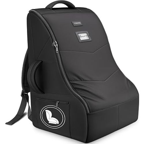 YOREPEK Car Seat Travel Bag for Airplane, Heavy Duty Car Seat Bags for Air Travel, Large Car Seat Carrier for Airport with Padded Shoulder Strap, Sturdy Travel Carseat Cover for Airplane, Black