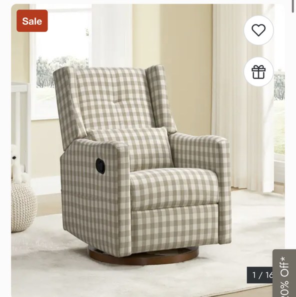 Spruce & Spring Lincoln Manual Swivel Glider Recliner with Lumbar Pillow