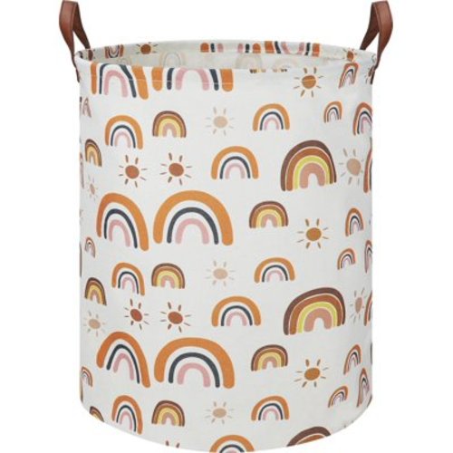 HYKE Rainbow Laundry Basket,Waterof Baby Girls Nursery Hamper, Girls' Room Decor,Kids Toys Storage Bin,Gift Basket(Sun Rainbow