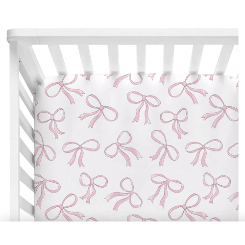 Blushing Bows Crib Sheet