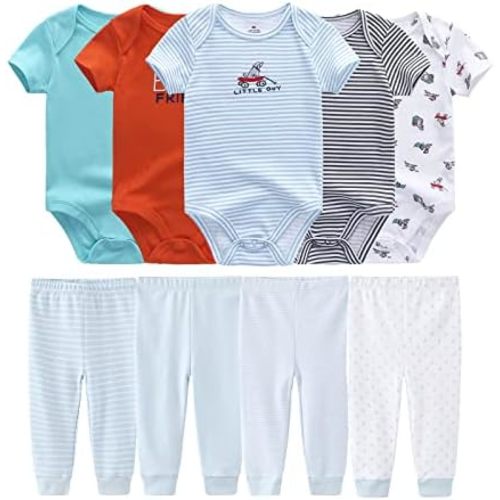 Newborn Baby Clothes Set - Short Sleeve Baby Boy Pants & Girl Bodysuits - Layette Sets