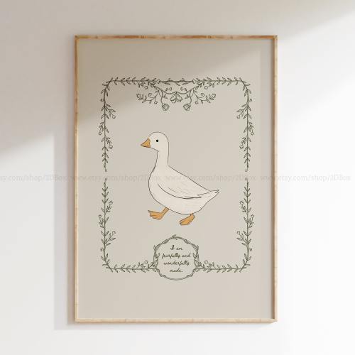 Fearfully and wonderfully made Christian Nursery Decor Rustic Christian Printable Cottagecore Baby Room Decor Duck Nursery Theme Prints