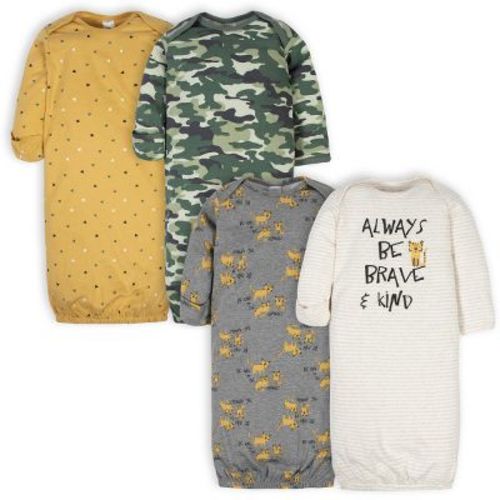Gerber Baby Boys' Lap Shoulder Gowns - Bear - 0-6 Months - 4-Pack