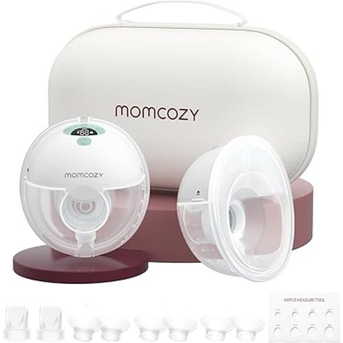 Momcozy M5 Hands-Free Wearable Breast Pump, Double-Sealed Flange for Baby-Like Comfort, 3 Modes & 9 Suction Levels, Portable Electric Pump – 24mm, 2-Pack Mint