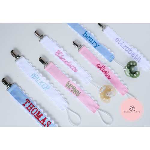 Monogrammed pacifier clip, baby bib clip, personalized baby gift, pacifier holder, embroidered baby gift, custom baby name gift, baby shower