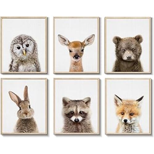 EPHANY Baby Animal Posters and Prints ART - Rabbite Deer Fox Canvas Painting Nursery Pig Wall Art, Piglet Print Wall Art Nordic Picture Kids Room Decoration YMX014 (8"x10"(20x25cm))