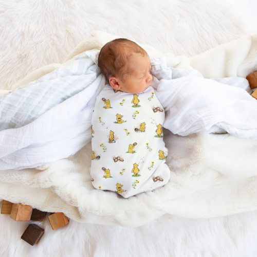 Winnie the Pooh Baby Swaddle Blanket with Hat Gift Jersey Knit Photo Blanket Baby Girl Swaddle Matching Diaper Bag for Newborn Boy Outfit