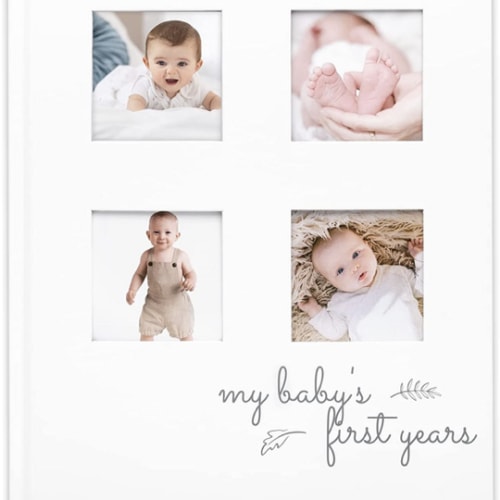 Amazon.com: Baby Memory Book First 5 Years Journal - Modern Minimalist Hardcover 66 Pages First Year Milestone Newborn Journal for Boys, Girls - Baby Scrapbook - Baby Album And Memory Book (Alpine White) : Baby