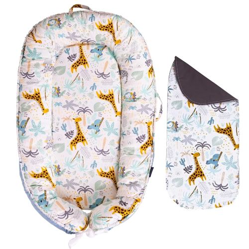 Baby Lounger - Infant & Newborn Lounger with 2-Inch Mattress Pad, Soft Baby Lounger Cover, Waterproof Urine Liner & Waterproof Pad Cover - BL11 Cotton Sky Birds & Giraffes