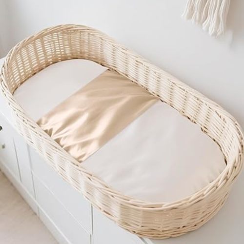 THXSILK 100% 7A+ Grade Mulberry Silk Mini Bassinet Toddler Bedding Sleeve for Hair and Skin Health, Oeko-TEX Certified Safety Comfortable 22inch*20.5inch, Champagne