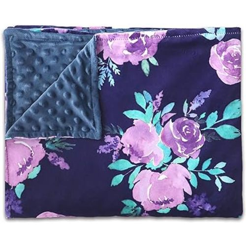 TANOFAR Toddler Blanket Purple Floral Fleece Baby Blankets for Grils Double Layer Crib Blanket 50 x 60 Inch Watercolor Flower