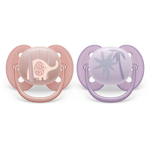 Avent Ultra Soft Pacifier 0-6m lycheee/ lilac 2pk