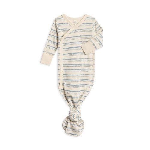 Colored Organics Baby 100% Organic Cotton Newborn Knotted Gown - Infant Indy Kimono Wrap Front Tie Knot with Mitten Cuffs