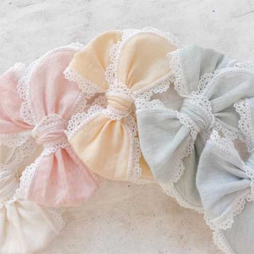 Solid fable bows (*NO EMBROIDERY) - lace trim bows - summer bows - spring bows - pastel bows - fable bow - trendy bow - girl bow - baby bow