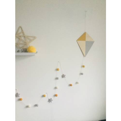 Kite nursery wall hanging / felt ball garland