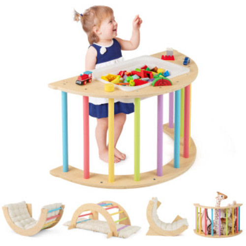 6 in 1 Kids Climbing Arch Playset wIth Removable Cushion and Stoppers
