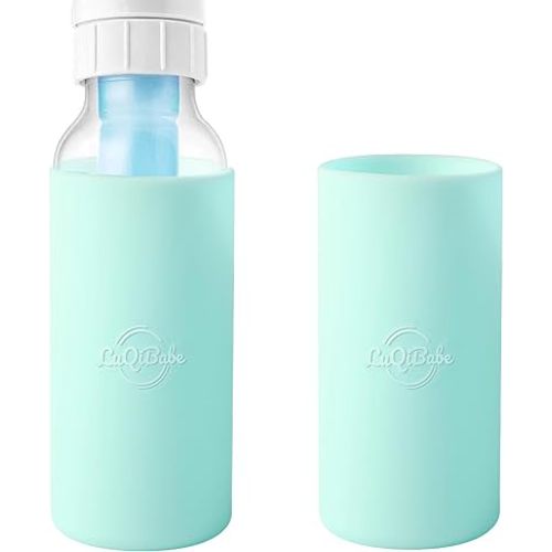 (2-Pack, Blue) Silicone Baby Bottle Sleeves, Compatible with Dr. Brown's Natural Flow Anti-Colic Options+ 8 oz Narrow Bottles, Reusable, Dishwasher-Safe Baby Bottle Covers