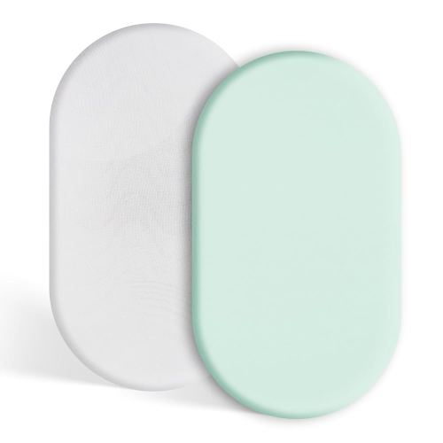 TILLYOU Baby Bassinet Sheets for Girls Boys, Fit for Hourglass Oval Rectangle Bassinet Mattress Sheets, 33”X16”, 2 Pack Gray and Green