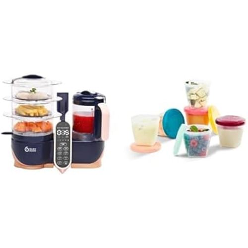Babymoov Baby Food Maker & Storage Bundle – Duo Meal Station XL 6-in-1 Steamer Blender + 6 Glass Baby Food Jars