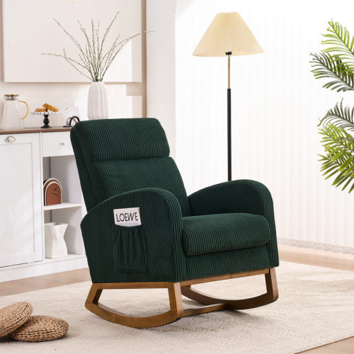 George Oliver Comfortable Fabric Lounge Rocking Chair, Living Room Corner Reading Rocking Chair | Wayfair