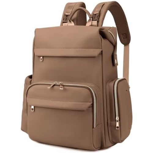 Large Capacity Diaper Bag Backpack with Changing Pad, Waterproof Baby Travel Backpack for Parents-Khaki