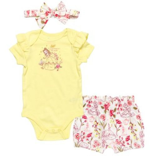 Disney Princess Ariel Newborn Baby Girls Bodysuit French Terry Bubble Shorts And Headband 3 Piece Outfit Set Blue 3-6 Months