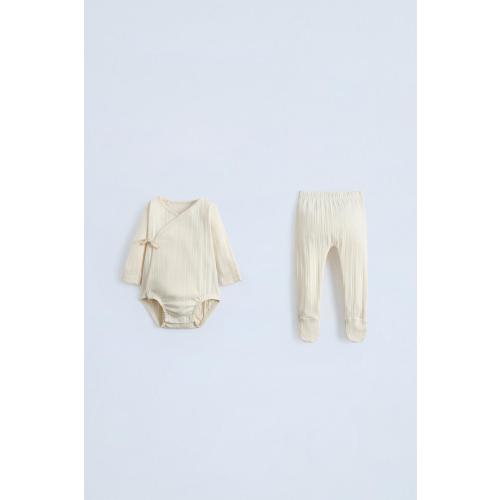 POINTELLE BODYSUIT AND FOOTED LEGGINGS MATCHING SET - Ecru | ZARA United States