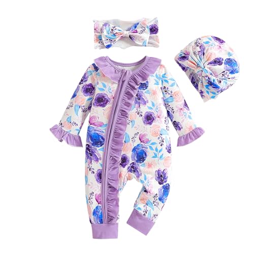 Abbence Preemie Newborn Baby Girl Romper 3-Piece Set
