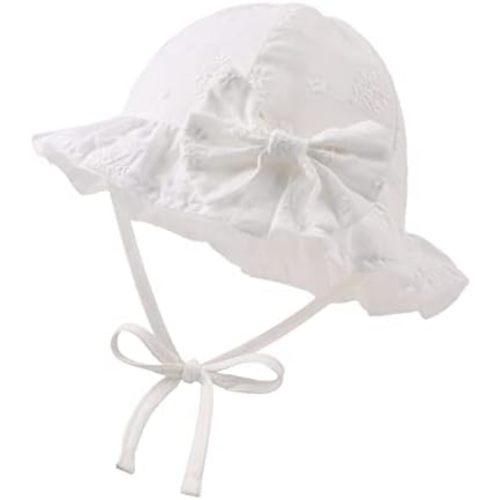 Bow Baby Girls Summer Hat Flower Toddler Girls Sun Hat Cotton Breathable Infant Hat