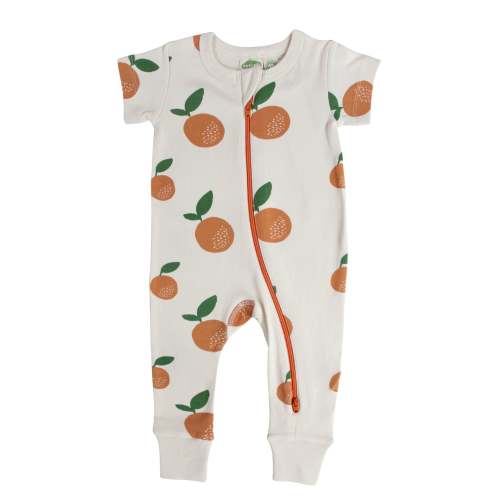 Organic Signature Print '2-Way' Zip Romper Short Sleeve