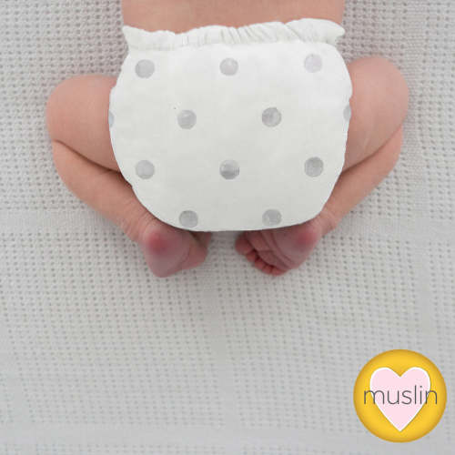 Amazing Baby SmartNappy Cotton Muslin Hybrid Reusable Cloth Diaper Cover + 1 Reusable Tri-Fold Insert + 1 Reusable Booster - Mini Watercolor Dots, Gray