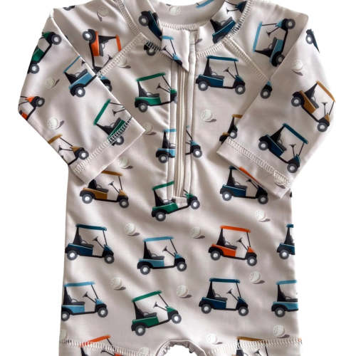 6-12 mos Golf Cart / Sonny Rashguard Swimsuit / UPF 50+