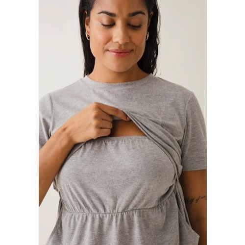 Jersey maternity dress with nursing access