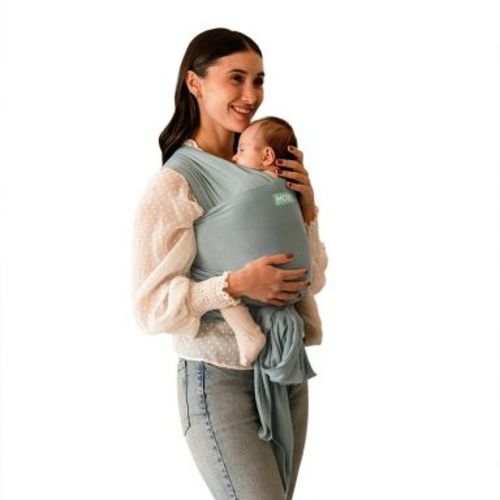 Moby Evolution Wrap Baby Carrier - Sea Glass: Viscose 8-33 lbs, Buckle-Free Hip & Front Carrier
