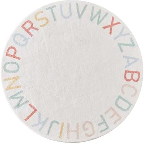 5.2ft ABC Round Kids Play Rug Soft Plush Alphabet Nursery Area Rug for Bedroom Non-Slip Educational Learning Rug Baby Crawling Play Mat Carpet for Kids Room Classroom Playroom, Multicolor