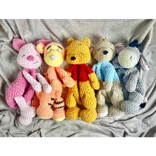 100 Acre Wood Collection| Crochet Winnie the Pooh & Friends | Minimalist Baby Lovey | Embroidered Eyes