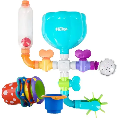 Nuby Splish Splash Cups and Wacky Waterworks Pipes Bath Toys