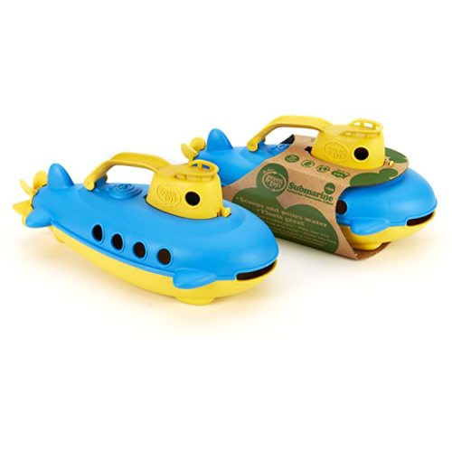 Green Toys Submarine in Yellow & blue - BPA Free, Phthalate Free, Bath Toy with Spinning Rear Propeller. Safe Toys for Toddlers, Babies