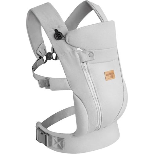 New Upgrade Ergonomic Baby Carrier Newborn Toddler Wrap Carrier,Hands Free Baby Sitting Sling,Breathable,Perfect for Infants/Chest Sling for Babies Shower Gift (Light Grey, Upgrade-with Belt)