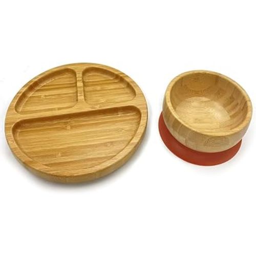 bamboo plate & bowl suction set, bamboo baby bowl, baby plates, wooden baby plates, bamboo suction plates for babies, bamboo plates baby, wood baby feeding set, bamboo baby plates, bamboo bowls dishes