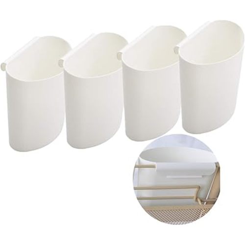 4Pcs Hanging Cup Holder,Rolling Cart Accessories Utility cart Accessories Hanging Bins,Hanging Flower Pots,Space Saver,Storage Bucket Desktop Container,Make Up Pencil Holder (White-1)