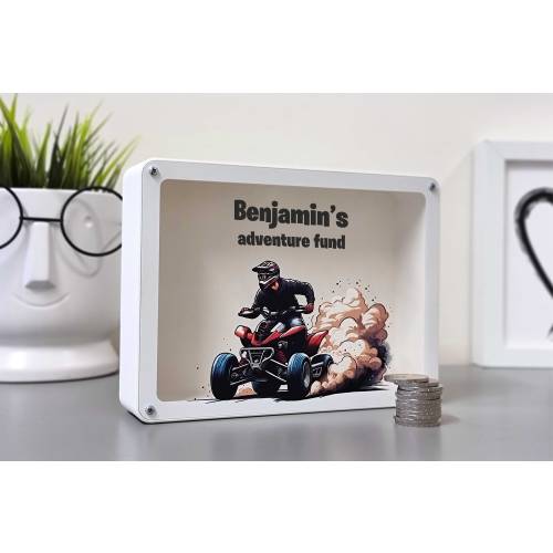 Personalized Quad Bike Piggy Bank – Custom Gift for ATV Lovers, Birthday Present for Him, 3D Printed Money Box for Extreme Sports Fans