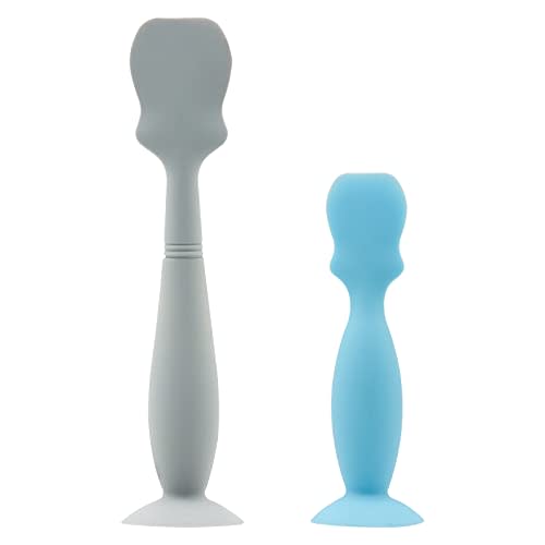Baby Diaper Cream Brush Silicone Diaper Cream Spatula Baby Butt Cream Applicator Set Butt Paste Spatula for Babies Newborn grooming health care (Big Grey + Small Blue)