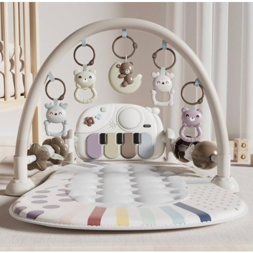 Baby Play Mat Baby Toys,Baby Gym Tummy Time Play Piano Activity Mat with 5 Infant Sensory Toys,Music & Light Infant Newborn Gifts for Babies Toddlers 0-3 6-9 11 12 Months.