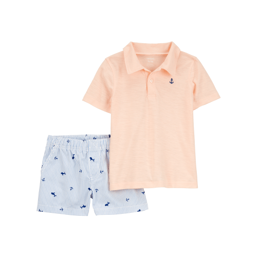 Baby 2-Piece Anchor Polo Outfit Set - Orange/Blue - Carter's | Carter's