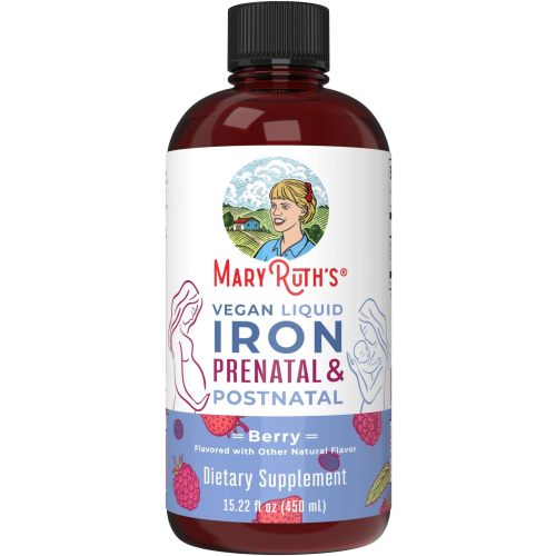 MaryRuth Organics | Liquid Iron Supplement Prenatal & Postnatal for Pregnant & Lactating | Iron Deficiency | Immune Support | Sugar/Gluten Free | Vegan | Non-GMO | 15.22 Fl Oz