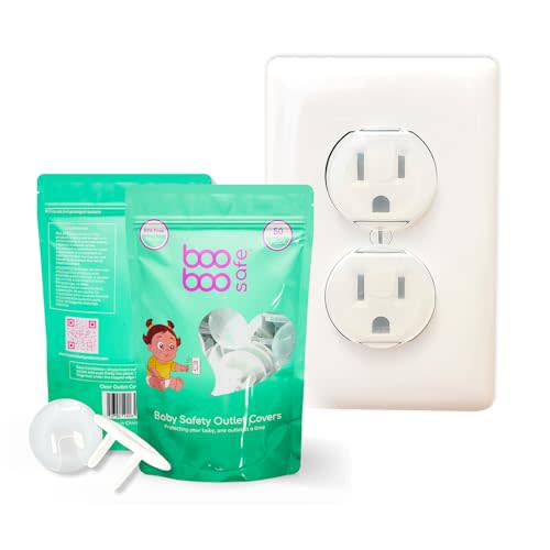Boo Boo Safe Baby Proof Outlet Covers - 50 Pack Transparent Socket Covers for Outlets - Easy Install Outlet Plug Covers - Child Safety Clear Outlet Covers - Durable & Steady Outlet Covers
